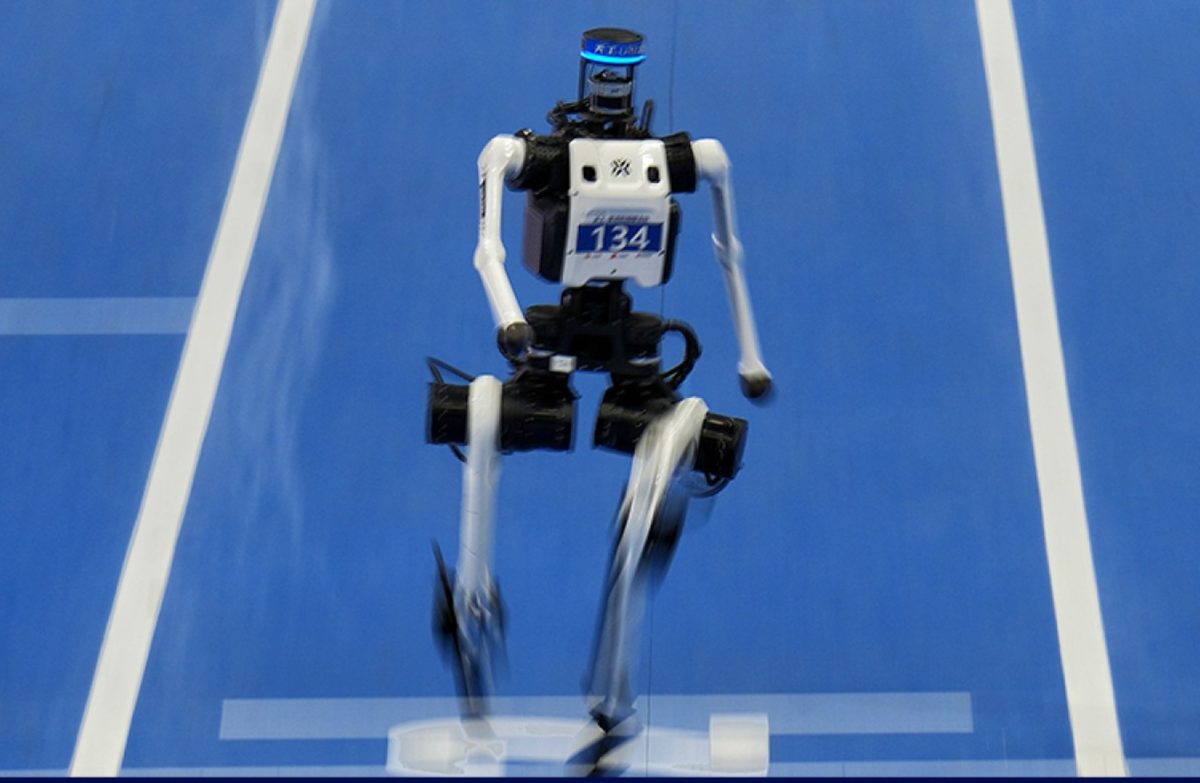 Tiangong Ultra humanoid robot from the Beijing Humanoid Robot Innovation Center competing at the World Humanoid Robot Games
